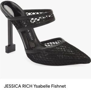 New! Jessica Rich Ysabelle Fishnet Pointed Toe Heels in Black‎ Sz 37 US 6.5